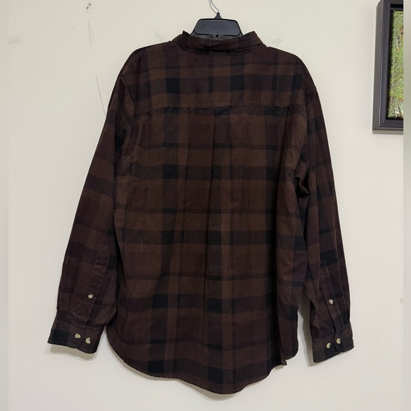 Woodland Trail NWT Plaid Corduroy Button Down Shirt Brown men’s Size XXL - Picture 3 of 8